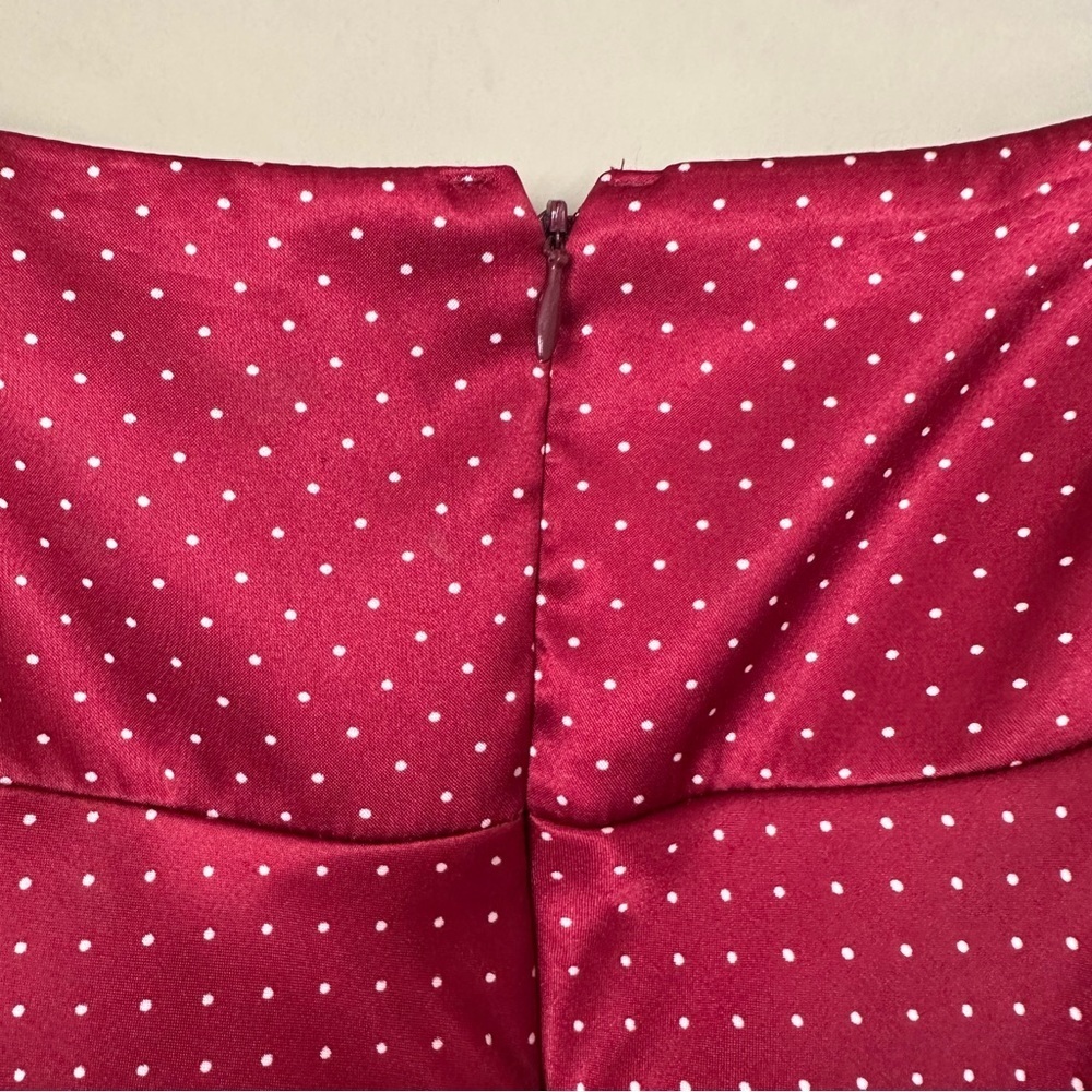 Vintage Junior 9 Satin Maroon Skirt Tulle Ruffle Whimsigoth Red Polkadot Y2K Red - Picture 6 of 11
